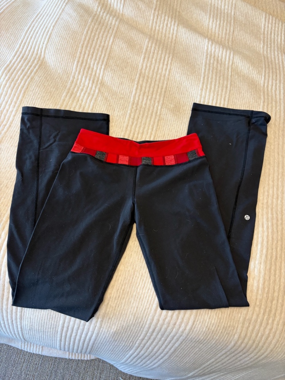 lululemon athletica Black Leggings with Red Trim